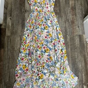 Angie Blue and Yellow Floral Casual Dress